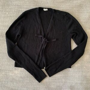 Garage Black Ribbed Cardigan